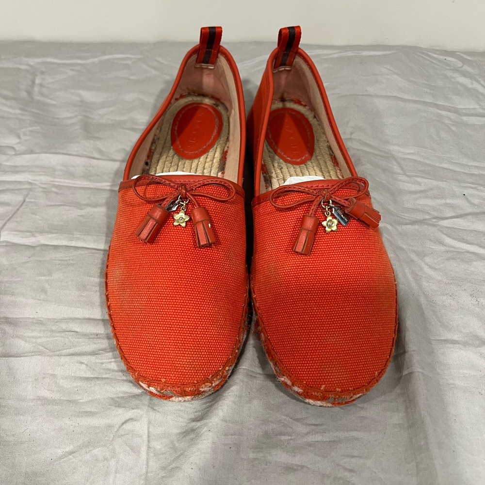 Coach orange canvas espadrilles Women’s size 9